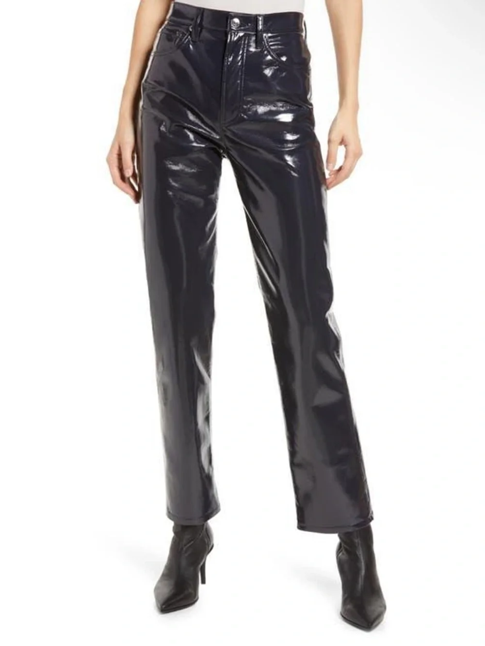 Agolde Recycled Leather 90's Pinch Waist in Shadow Patent A164-1351 size 31